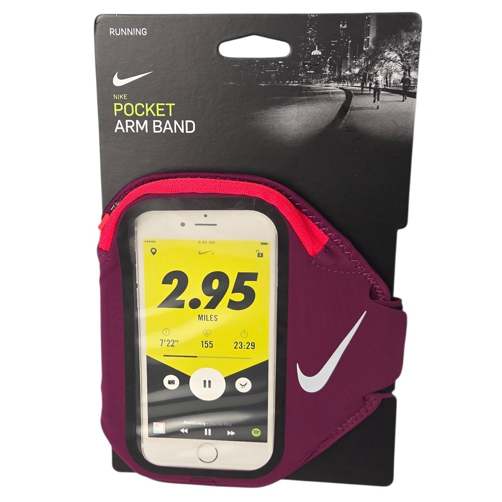Nike Pocket Arm‎ Band Running Phone Holder OSFM Purple Pink Adjustable Gym New